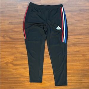 Adidas Mens Black Track Pants with Stripes
